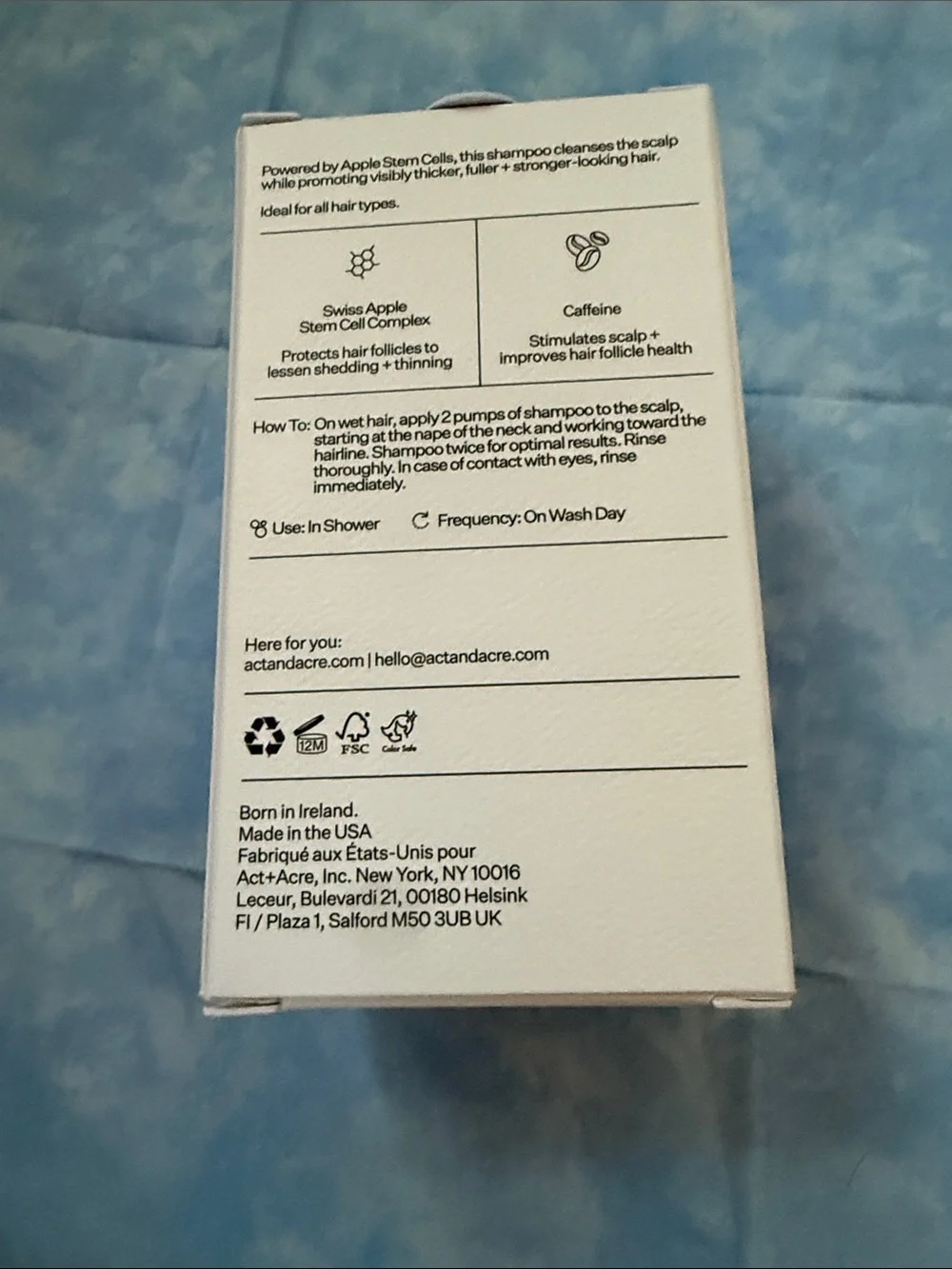 *NEW 10oz* Act+Acre Plant Based Stem Cell Shampoo - White Packaging